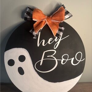 Halloween Ghost Wall Decor with Orange Bow